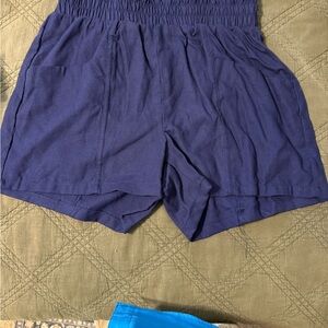 High Waist Blue Athletic Shorts